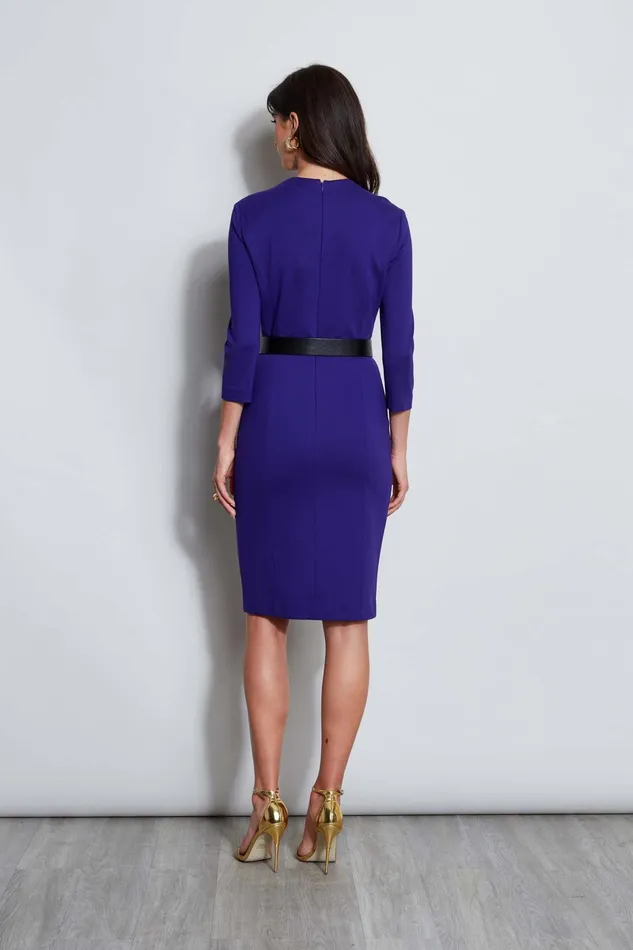 Women Short Dresses Elie Tahari Chain Belt Dart Dress Grape