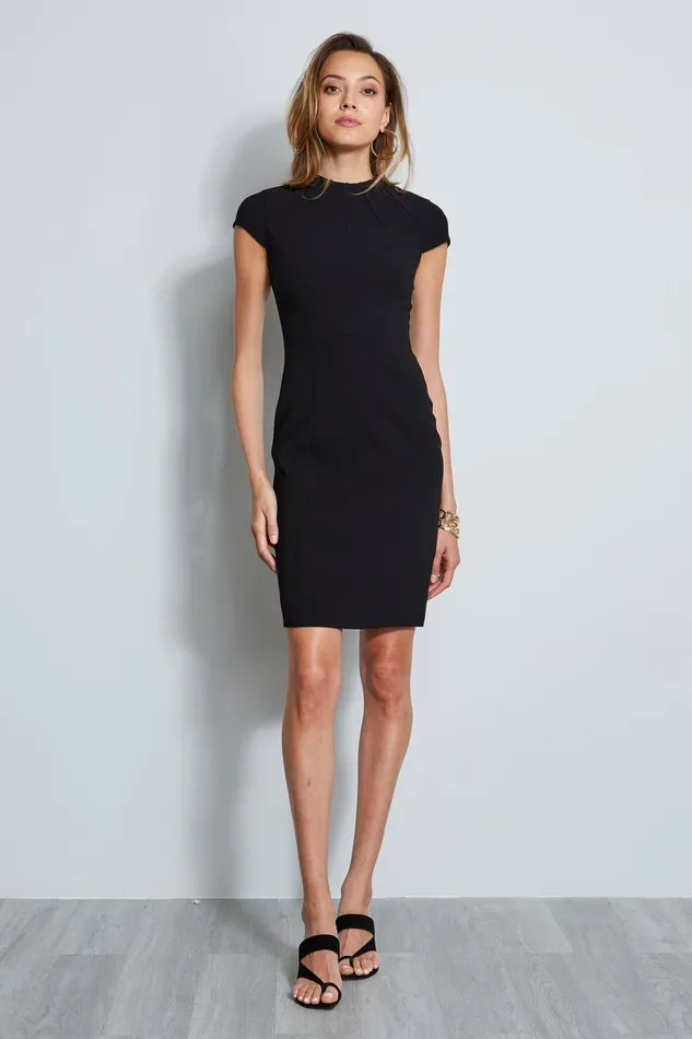 Women Short Sleeve Dresses Elie Tahari Freida Dress Black