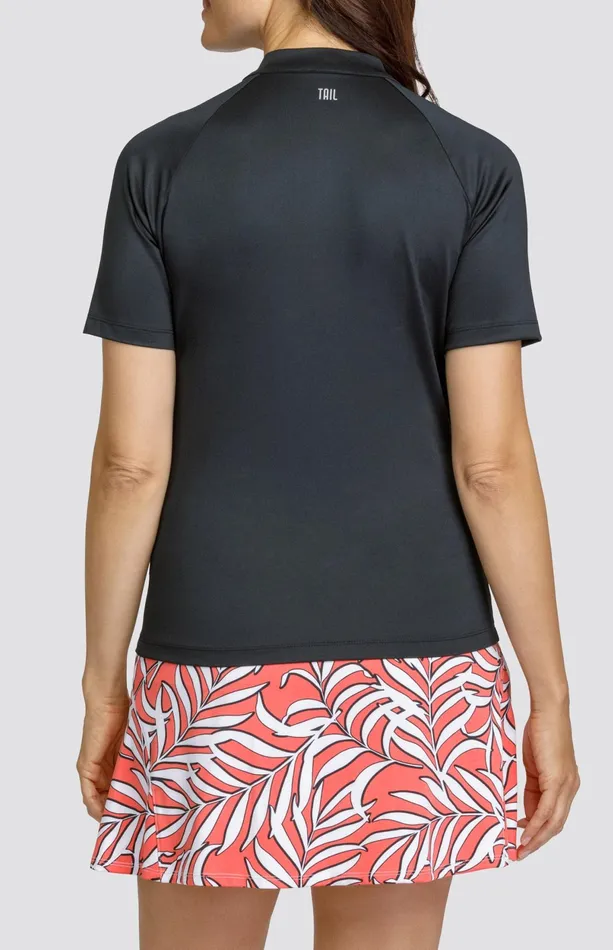 Women Short Sleeve Tail Activewear Maevie Top 8211 Onyx Black