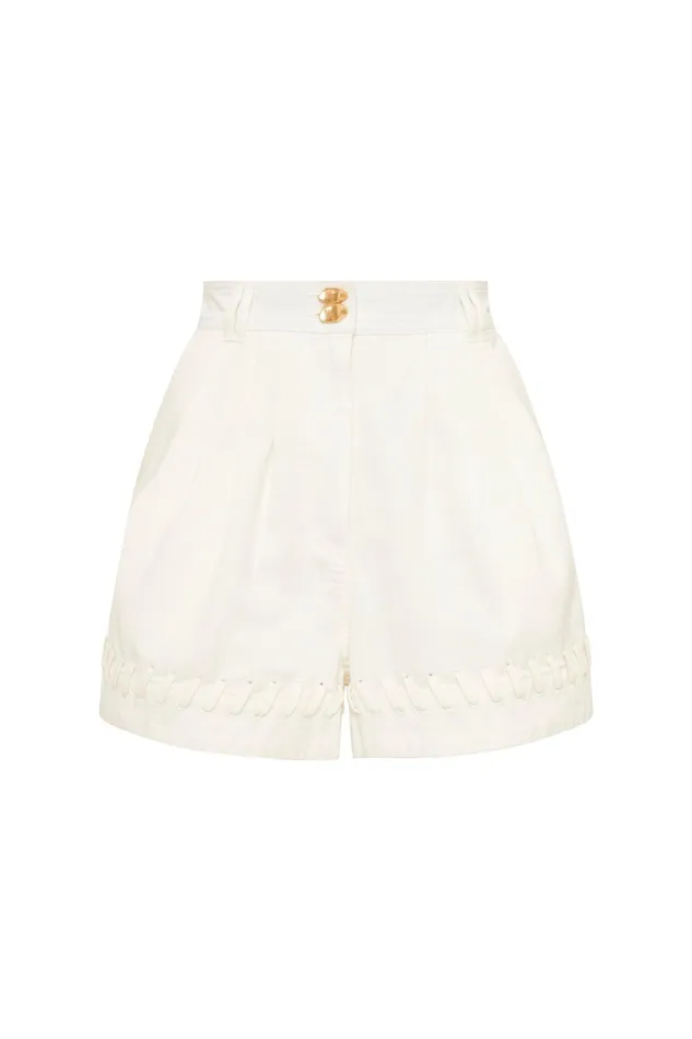 Women Shorts Aje Triada Denim Laced Short White
