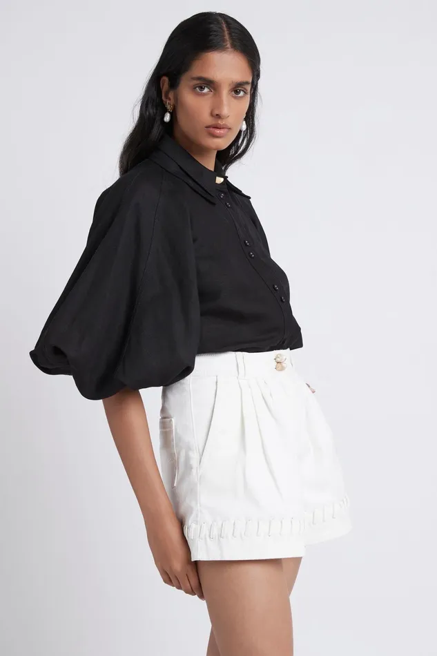 Women Shorts Aje Triada Denim Laced Short White