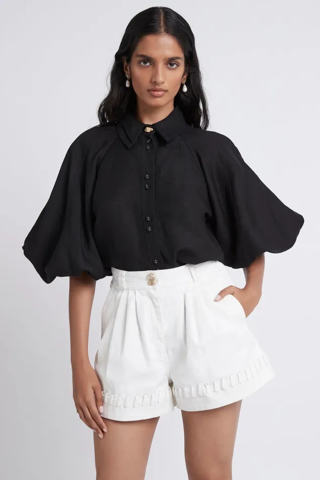 Women Shorts Aje Triada Denim Laced Short White