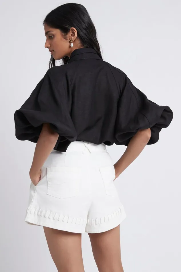 Women Shorts Aje Triada Denim Laced Short White