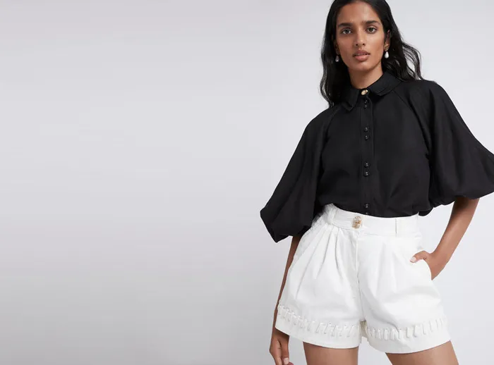Women Shorts Aje Triada Denim Laced Short White