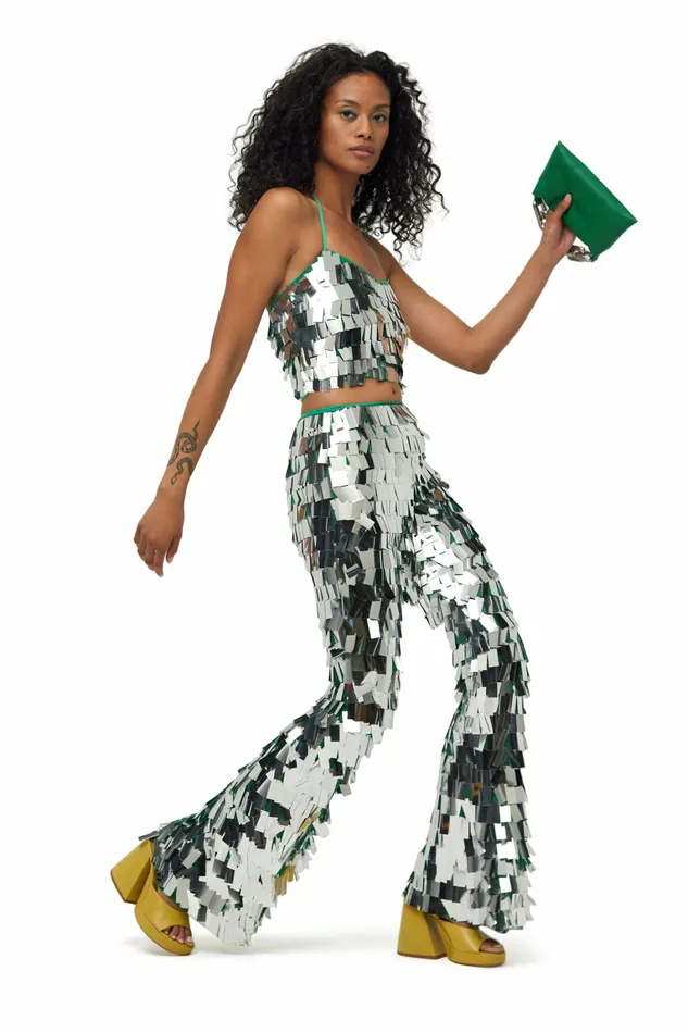 Women Simon Miller Bottoms Robo Sequin Pant Silver