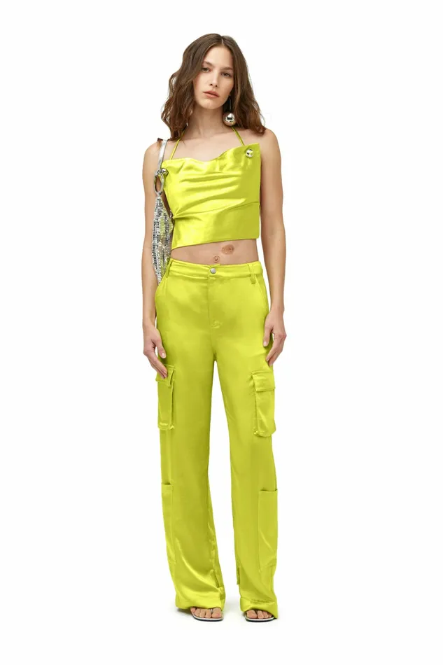 Women Simon Miller Bottoms Satin Rhodes Pant Valley Green