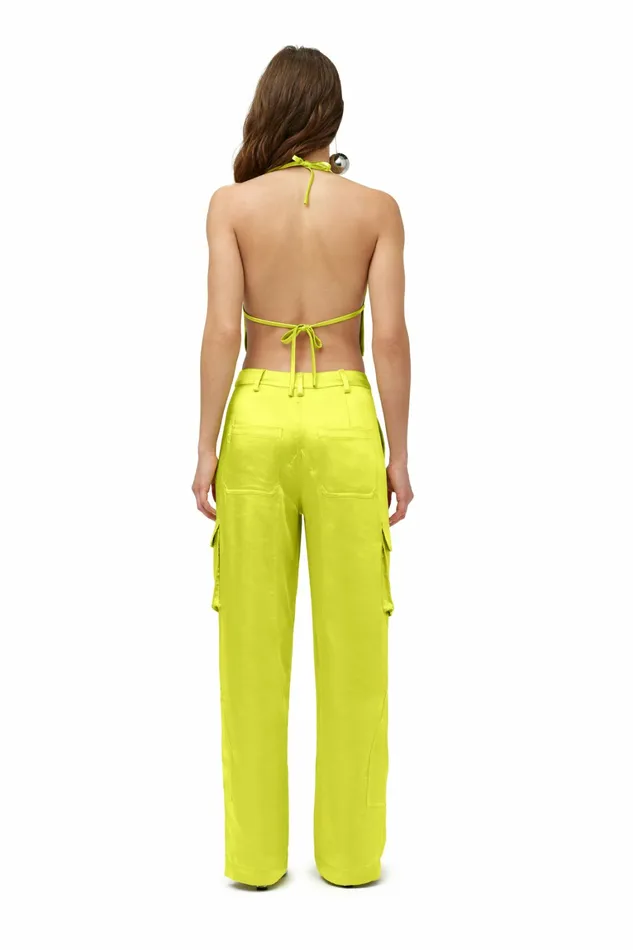 Women Simon Miller Bottoms Satin Rhodes Pant Valley Green