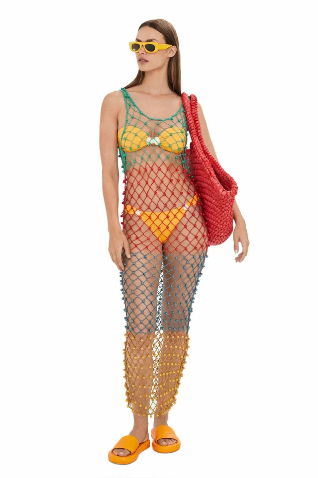Women Simon Miller Dresses Sm X Mango Crochet Riri Dress Multi Stripe