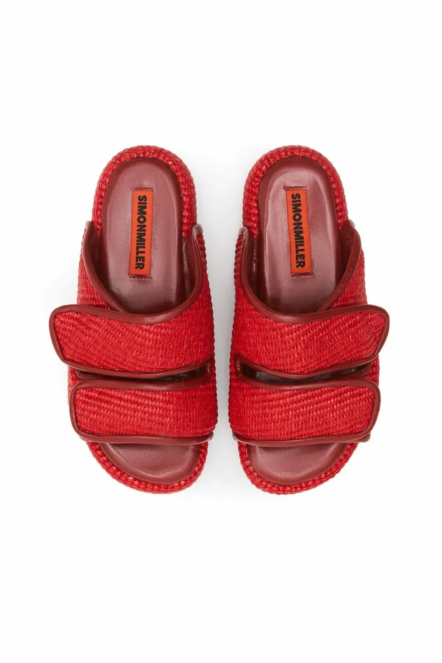 Women Simon Miller Sandals Cro Slide Spicy Red Raffia Women Simon Miller Sandals Cro Slide Spicy Red Raffia