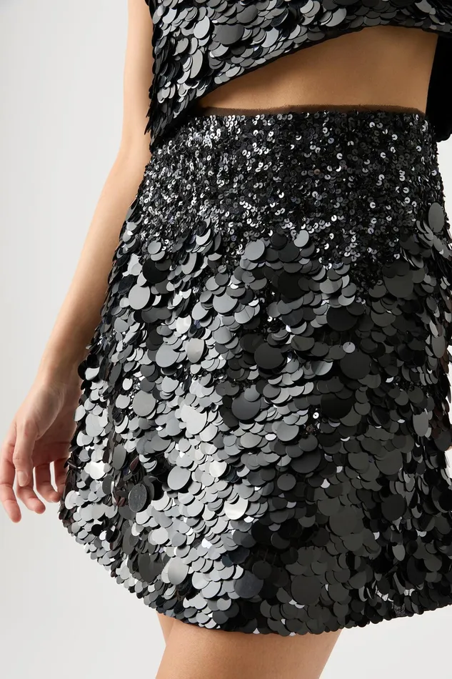Women Skirts Aje Cherie Sequin Mini Skirt Black