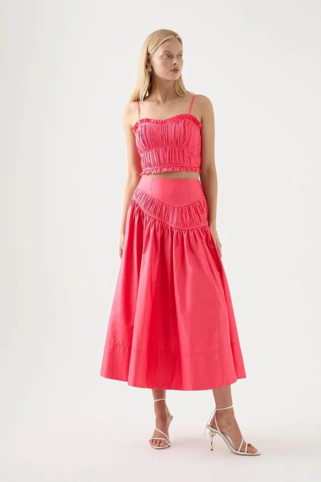 Women Skirts Aje Curve Midi Skirt Rouge Pink