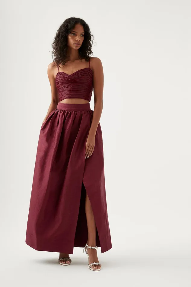 Women Skirts Aje Mirabelle Tulip Maxi Skirt Burgundy