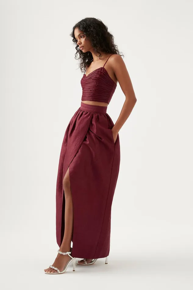 Women Skirts Aje Mirabelle Tulip Maxi Skirt Burgundy