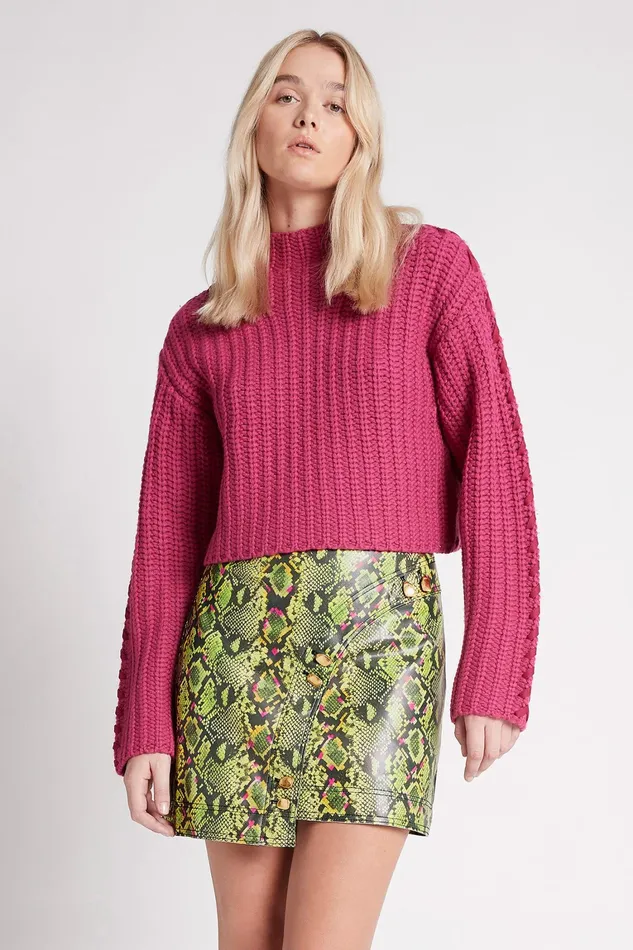 Women Skirts Aje Serpentine Vegan Leather Mini Skirt Snake Effect