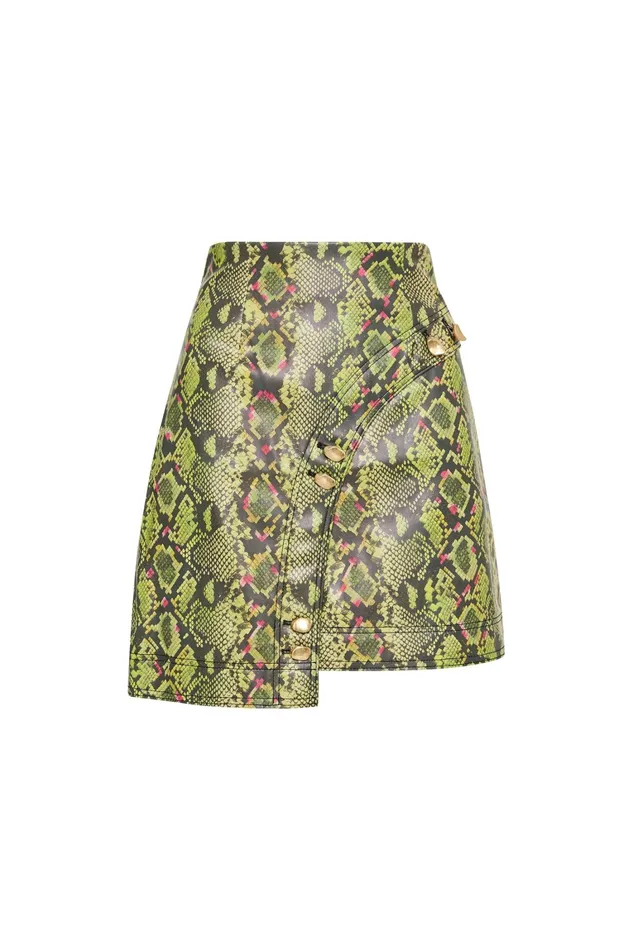 Women Skirts Aje Serpentine Vegan Leather Mini Skirt Snake Effect