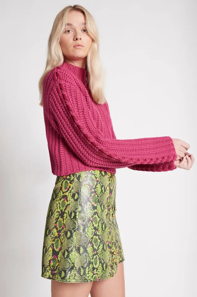 Women Skirts Aje Serpentine Vegan Leather Mini Skirt Snake Effect
