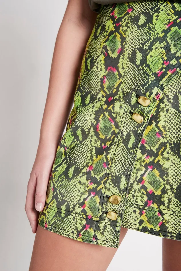Women Skirts Aje Serpentine Vegan Leather Mini Skirt Snake Effect