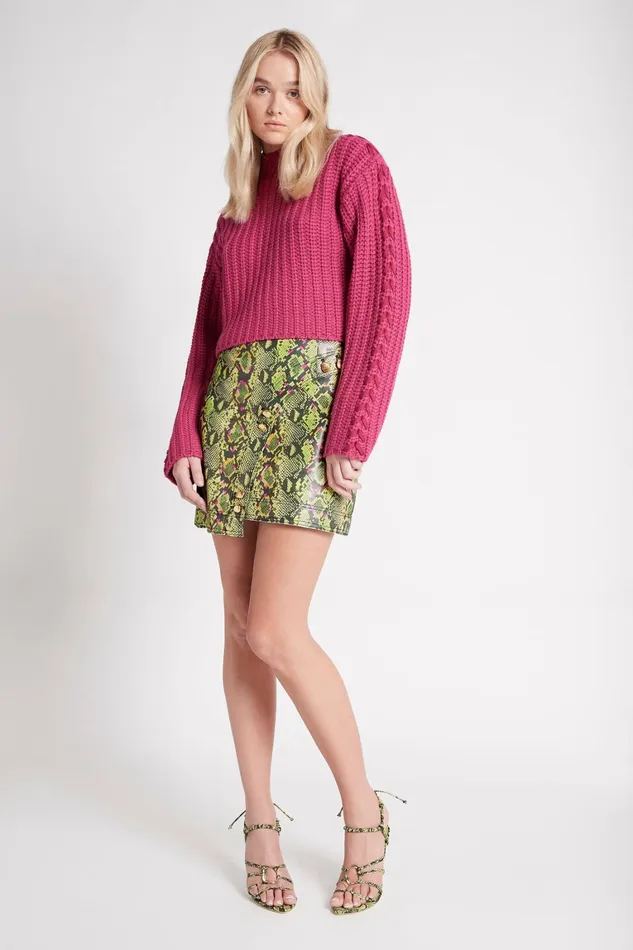 Women Skirts Aje Serpentine Vegan Leather Mini Skirt Snake Effect