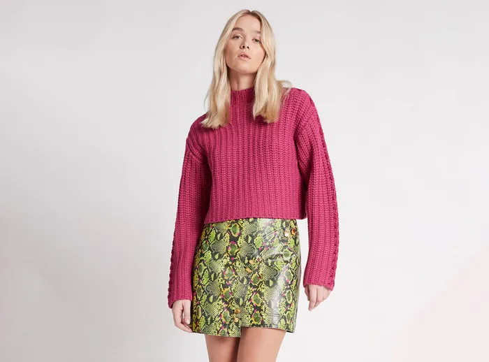 Women Skirts Aje Serpentine Vegan Leather Mini Skirt Snake Effect