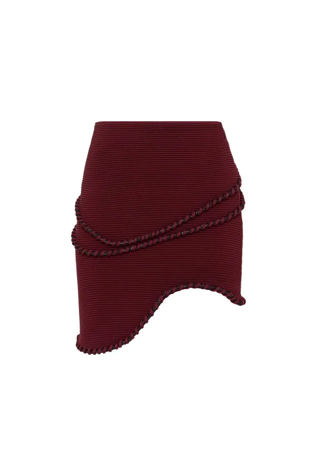 Women Skirts Aje Undulating Knit Mini Skirt Burgundy
