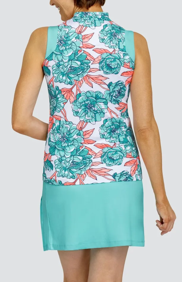 Women Sleeveless Tail Activewear Patti Top 8211 Peony Blooms