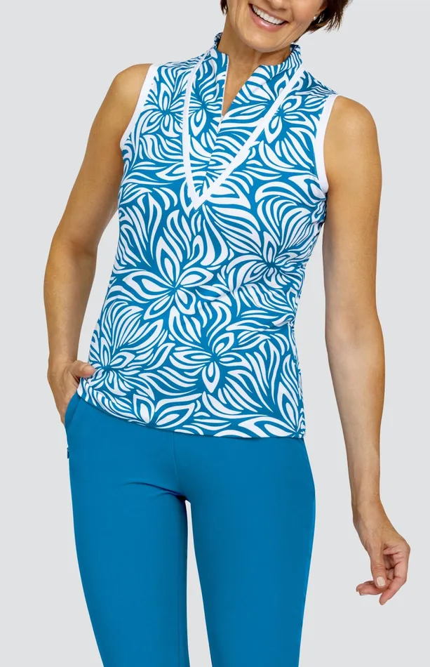 Women Sleeveless Tail Activewear Shasta Top 8211 Grecian Blooms