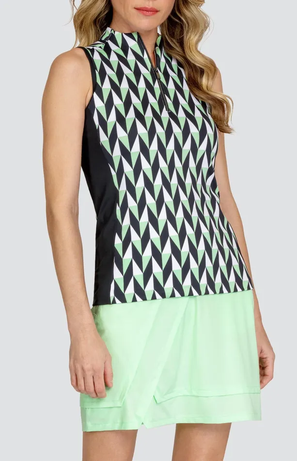 Women Sleeveless Tail Activewear Zura Top 8211 Chevron Geo