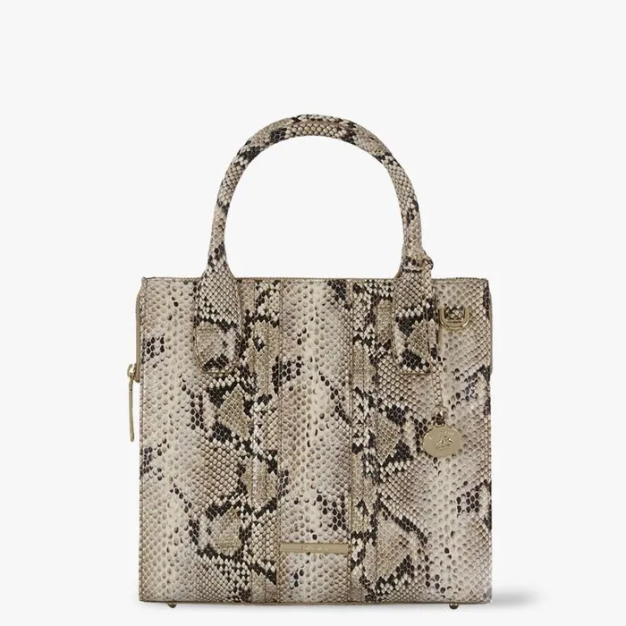 Women Small Caroline Beige Sandcastle Brahmin Satchels Chevron