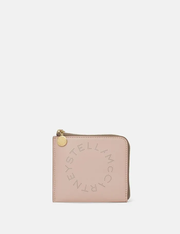 Women Stella McCartney Card Cases Logo Zip Cardholder Blush