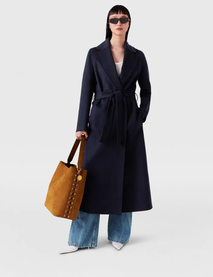 Women Stella McCartney Coats And Jackets DoubleFaced Belted Trench Coat Ink Women Stella McCartney Coats And Jackets DoubleFaced Belted Trench Coat Ink