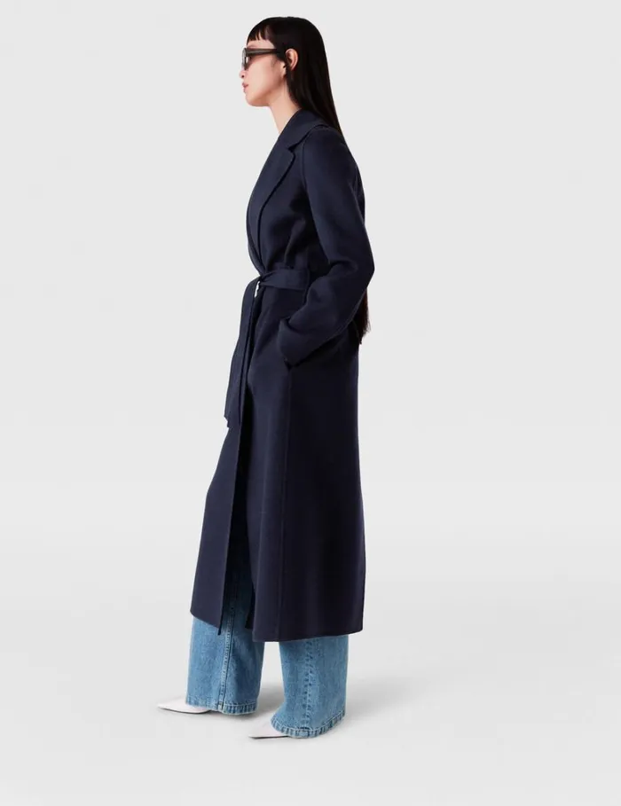 Women Stella McCartney Coats And Jackets DoubleFaced Belted Trench Coat Ink Women Stella McCartney Coats And Jackets DoubleFaced Belted Trench Coat Ink