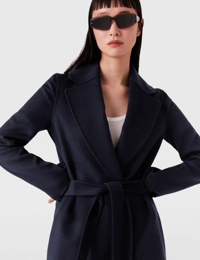Women Stella McCartney Coats And Jackets DoubleFaced Belted Trench Coat Ink Women Stella McCartney Coats And Jackets DoubleFaced Belted Trench Coat Ink