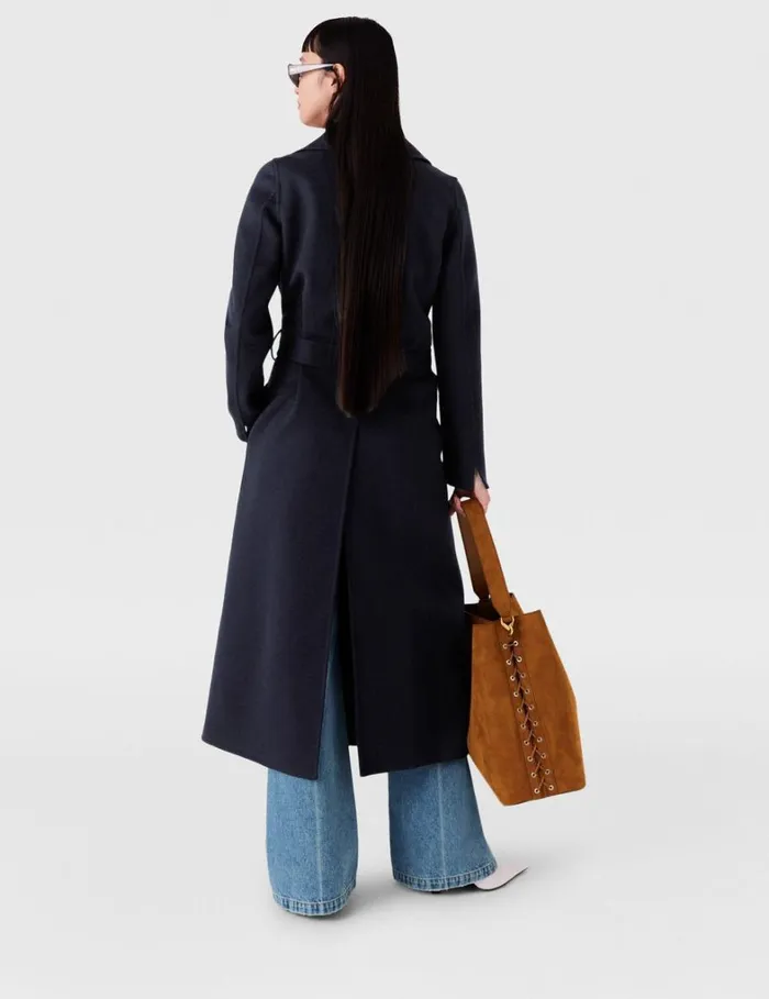 Women Stella McCartney Coats And Jackets DoubleFaced Belted Trench Coat Ink Women Stella McCartney Coats And Jackets DoubleFaced Belted Trench Coat Ink