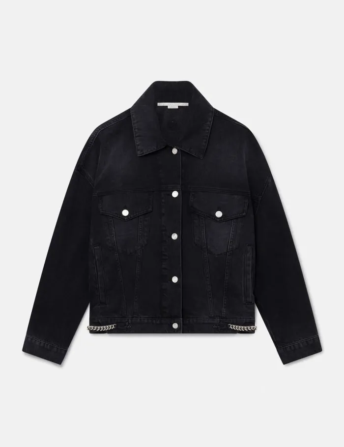 Women Stella McCartney Coats And Jackets Falabella Oversized Denim Jacket Black
