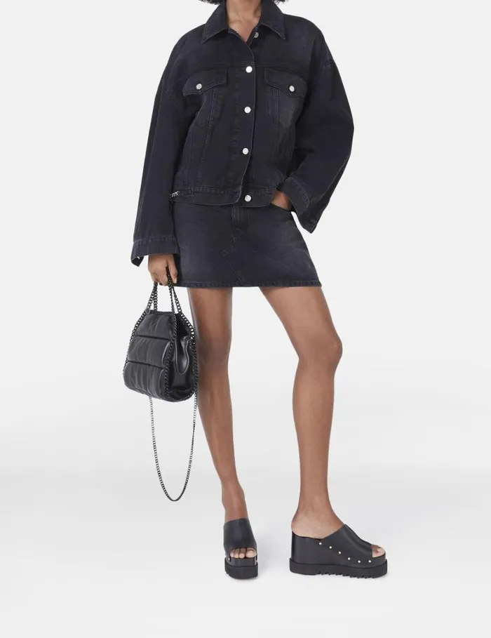 Women Stella McCartney Coats And Jackets Falabella Oversized Denim Jacket Black Women Stella McCartney Coats And Jackets Falabella Oversized Denim Jacket Black