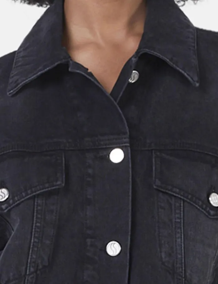 Women Stella McCartney Coats And Jackets Falabella Oversized Denim Jacket Black Women Stella McCartney Coats And Jackets Falabella Oversized Denim Jacket Black
