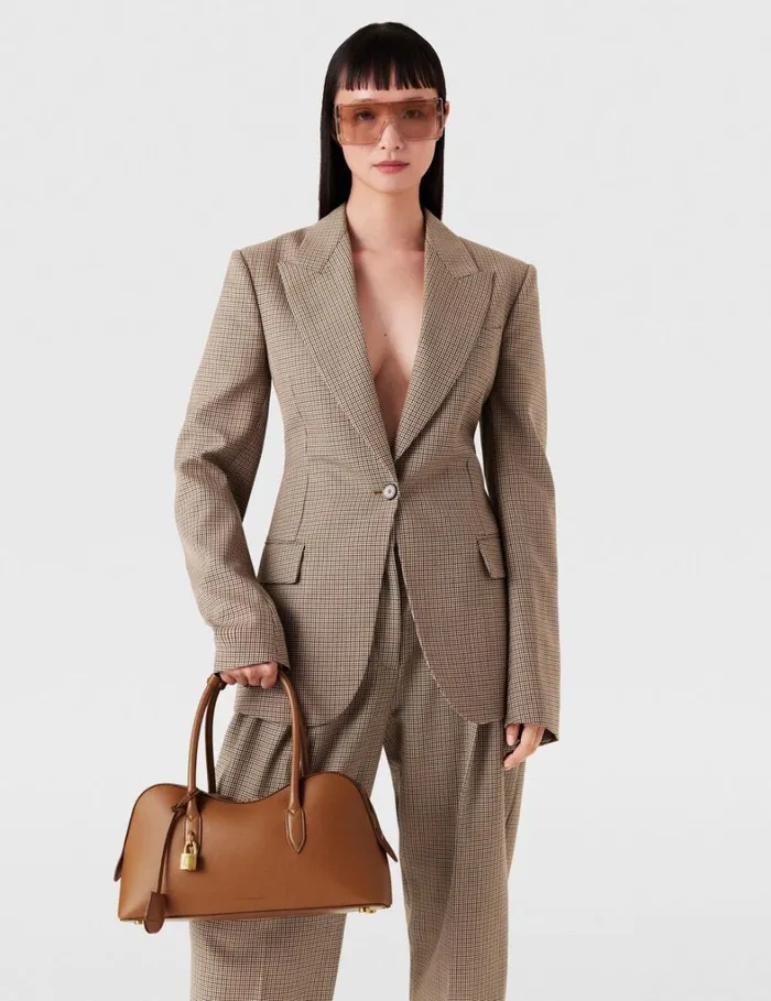 Women Stella McCartney Coats And Jackets Oversized Houndstooth SingleBreasted Blazer Brown Women Stella McCartney Coats And Jackets Oversized Houndstooth SingleBreasted Blazer Brown