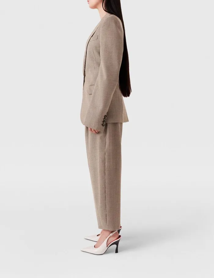 Women Stella McCartney Coats And Jackets Oversized Houndstooth SingleBreasted Blazer Brown Women Stella McCartney Coats And Jackets Oversized Houndstooth SingleBreasted Blazer Brown