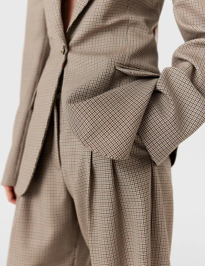 Women Stella McCartney Coats And Jackets Oversized Houndstooth SingleBreasted Blazer Brown Women Stella McCartney Coats And Jackets Oversized Houndstooth SingleBreasted Blazer Brown