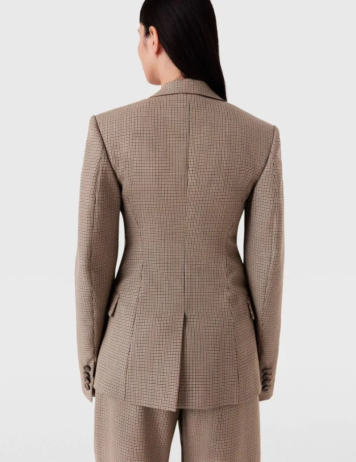 Women Stella McCartney Coats And Jackets Oversized Houndstooth SingleBreasted Blazer Brown Women Stella McCartney Coats And Jackets Oversized Houndstooth SingleBreasted Blazer Brown