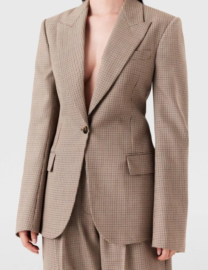 Women Stella McCartney Coats And Jackets Oversized Houndstooth SingleBreasted Blazer Brown Women Stella McCartney Coats And Jackets Oversized Houndstooth SingleBreasted Blazer Brown