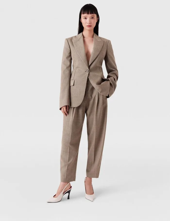 Women Stella McCartney Coats And Jackets Oversized Houndstooth SingleBreasted Blazer Brown Women Stella McCartney Coats And Jackets Oversized Houndstooth SingleBreasted Blazer Brown