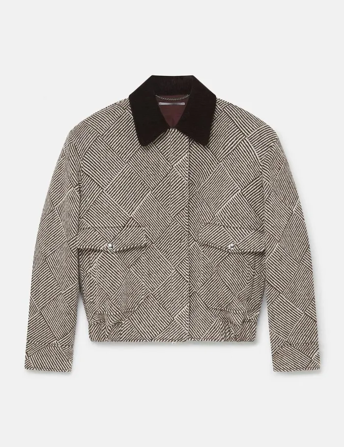 Women Stella McCartney Coats And Jackets Oversized Tweed Bomber Jacket Beige Tweed