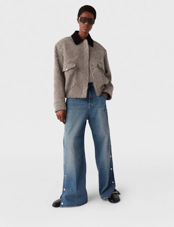 Women Stella McCartney Coats And Jackets Oversized Tweed Bomber Jacket Beige Tweed Women Stella McCartney Coats And Jackets Oversized Tweed Bomber Jacket Beige Tweed