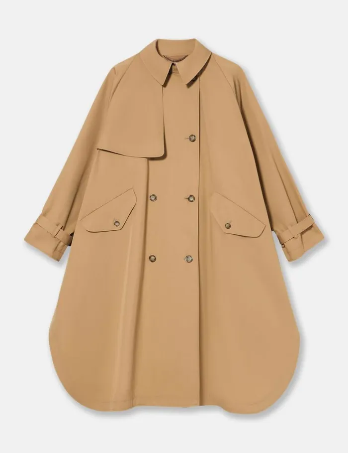 Women Stella McCartney Coats And Jackets Pointed Collar ALine Trench Coat Fawn Beige