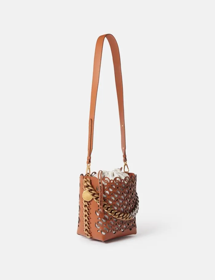 Women Stella McCartney Crossbody Bags Frayme SWave Bucket Bag Tan Women Stella McCartney Crossbody Bags Frayme SWave Bucket Bag Tan