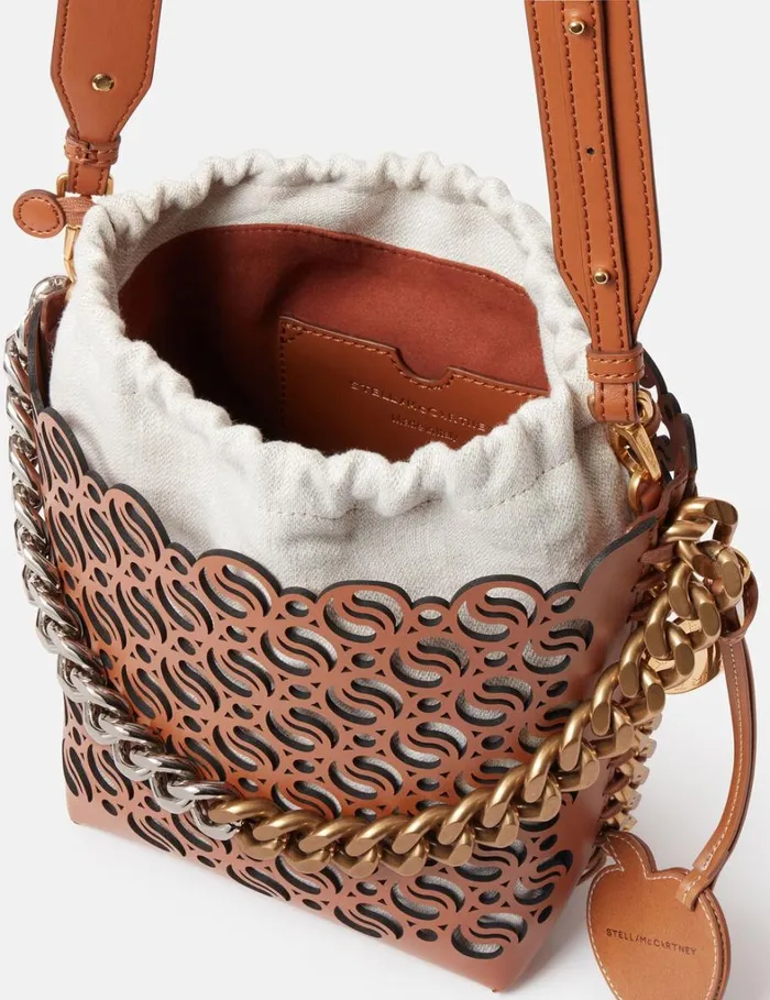 Women Stella McCartney Crossbody Bags Frayme SWave Bucket Bag Tan Women Stella McCartney Crossbody Bags Frayme SWave Bucket Bag Tan