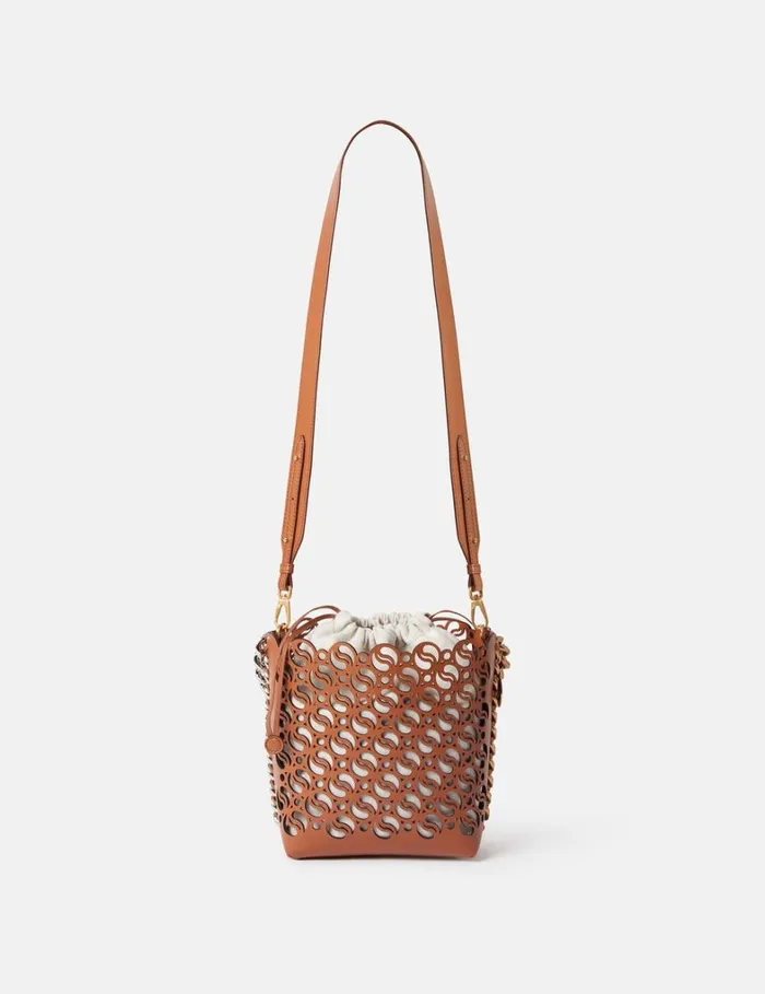 Women Stella McCartney Crossbody Bags Frayme SWave Bucket Bag Tan Women Stella McCartney Crossbody Bags Frayme SWave Bucket Bag Tan