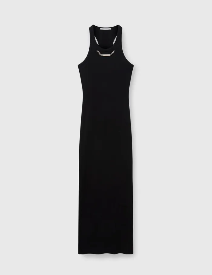 Women Stella McCartney Dresses Logo Chain Midi Dress Black