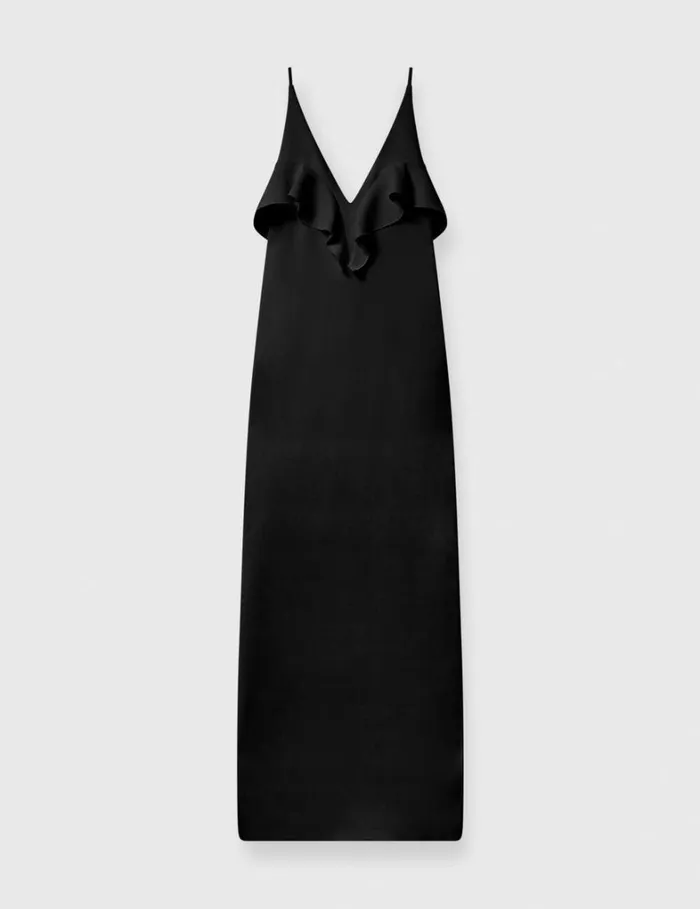 Women Stella McCartney Dresses Ruffle Tier VNeck Dress Black